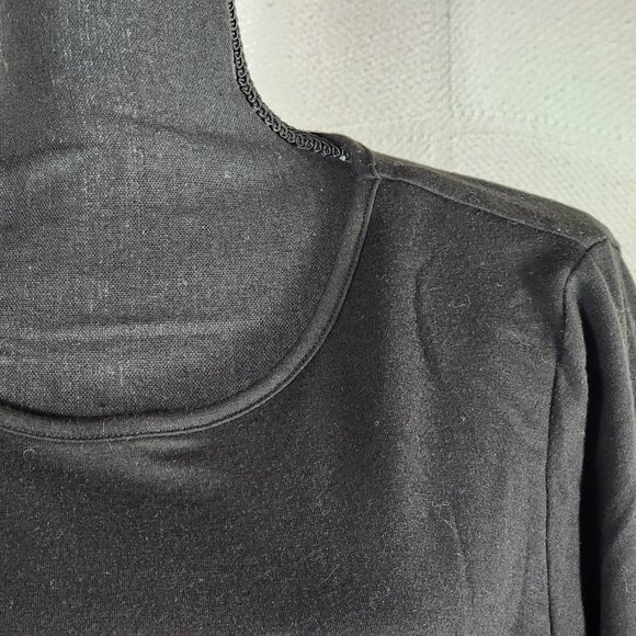 Apt. 9 Black w/Black Check Layer Roll Sleeves Poly Rayon Span Pull Over Top L - Picture 4 of 16